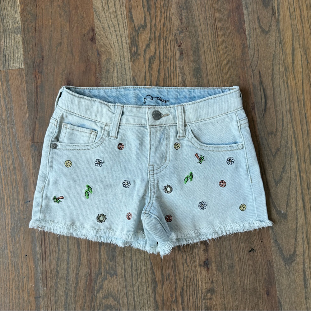 Art Class | Embroidered Floral Girls Denim Shorts